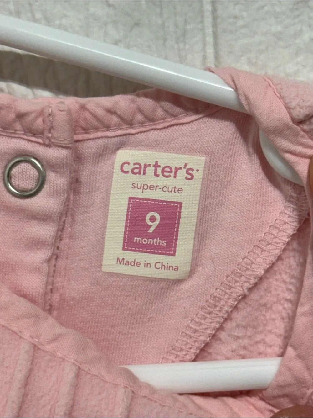 Vintage Carter's Pink Floral Embroidered Skirted Fleece One-Piece Jumpsuit